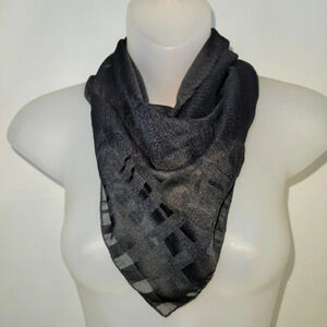 Black Monique Marrin chiffon scarf black stripes on edges  Small square